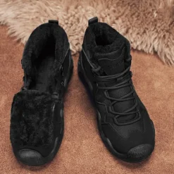 Men's Waterproof Winter Hiking Boots with Fur Lining – Insulated Outdoor Snow Boots for Cold Weather