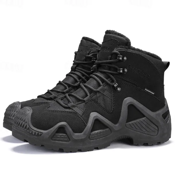 Men's Waterproof Winter Hiking Boots with Fur Lining – Insulated Outdoor Snow Boots for Cold Weather