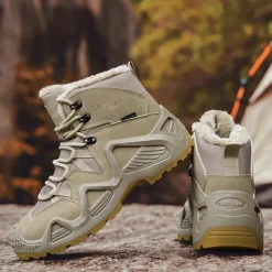 Men's Waterproof Winter Hiking Boots with Fur Lining – Insulated Outdoor Snow Boots for Cold Weather