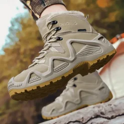 Men's Waterproof Winter Hiking Boots with Fur Lining – Insulated Outdoor Snow Boots for Cold Weather