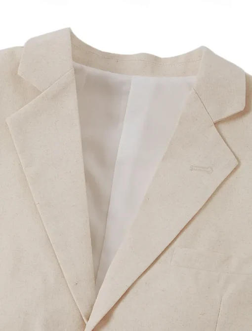 Men's Wedding Beach Wedding Linen Suits Beige Lightweight Casual Solid Colored Standard Fit 2 Piece Single Breasted One-button