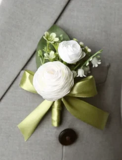 Men's Wedding Boutonniere Summer Wedding White Champagne Boutonniere for Groom and Groomsmen Flower Accessories Party Suit Decorations
