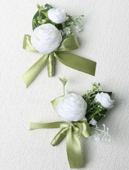 Men's Wedding Boutonniere Summer Wedding White Champagne Boutonniere for Groom and Groomsmen Flower Accessories Party Suit Decorations