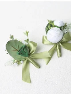 Men's Wedding Boutonniere Summer Wedding White Champagne Boutonniere for Groom and Groomsmen Flower Accessories Party Suit Decorations