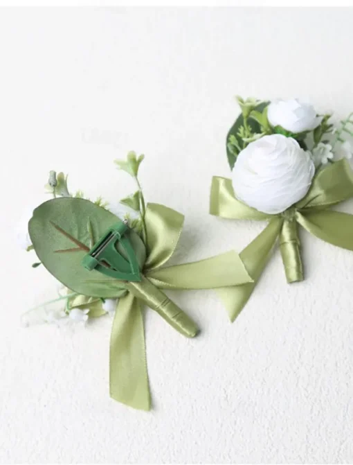 Men's Wedding Boutonniere Summer Wedding White Champagne Boutonniere for Groom and Groomsmen Flower Accessories Party Suit Decorations