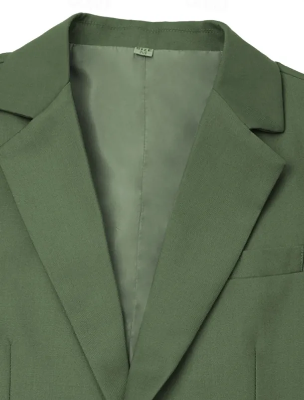 Men's Wedding Business Suits Black Sage Fashion Formal Solid Colored Standard Fit 3 Piece Single Breasted Two-buttons