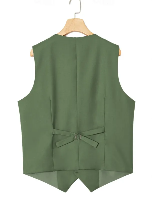 Men's Wedding Business Suits Black Sage Fashion Formal Solid Colored Standard Fit 3 Piece Single Breasted Two-buttons