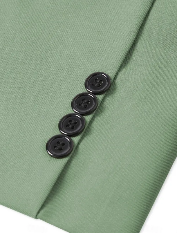 Men's Wedding Business Suits Black Sage Fashion Formal Solid Colored Standard Fit 3 Piece Single Breasted Two-buttons