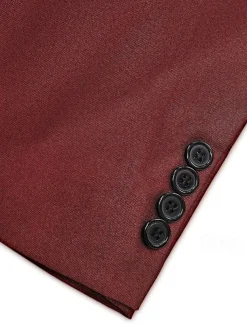 Men's Wedding Christmas Suits Burgundy Blue Daily Party Solid Colored Tailored Fit 3 Piece Single Breasted One-button