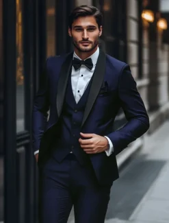 Men's Wedding Christmas Suits Burgundy Blue Daily Party Solid Colored Tailored Fit 3 Piece Single Breasted One-button