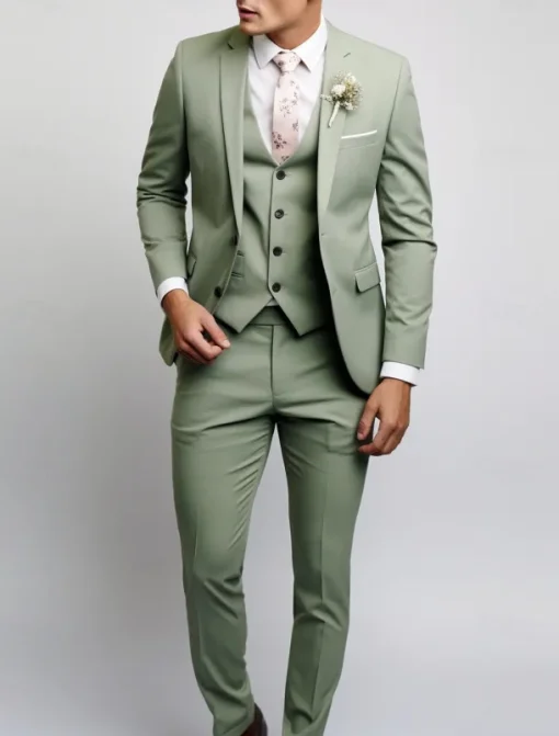 Men's Wedding Fall Wedding Suits Notch Black Pink Party Dress Solid Colored Tailored Fit 3 Piece Single Breasted Two-buttons