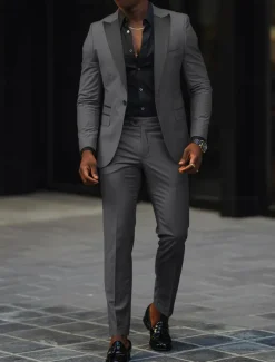Men's Wedding Homecoming Suits Peaked Lapel Peak Burgundy Dark Green Fashion Daily Solid Colored Tailored Fit 2 Piece Single Breasted One-button