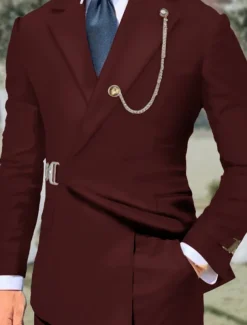 Men's Wedding Homecoming Suits Notch Notch Lapel Black Pink Solid Colored Tailored Fit 2 Piece Single Breasted One-button