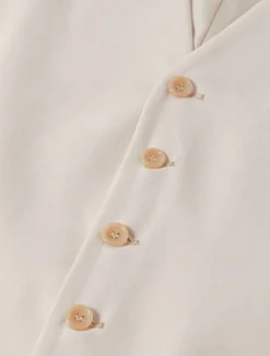 Men's Wedding Linen Suits V Neck Light Khaki Sky Blue Solid Colored Tailored Fit 2 Piece