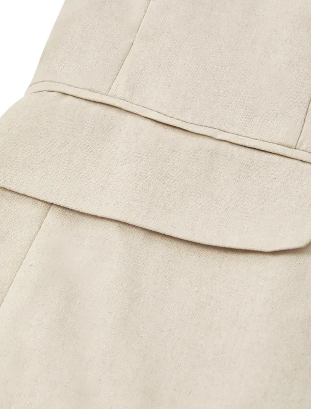 Men's Wedding Linen Suits Sage Half Lined Lightweight Summer Casual Solid Colored Standard Fit 2 Piece Single Breasted One-button