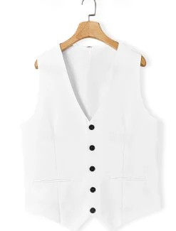 Men's Wedding Linen Suits White Sky Blue Solid Colored Tailored Fit 3 Piece Single Breasted Two-buttons