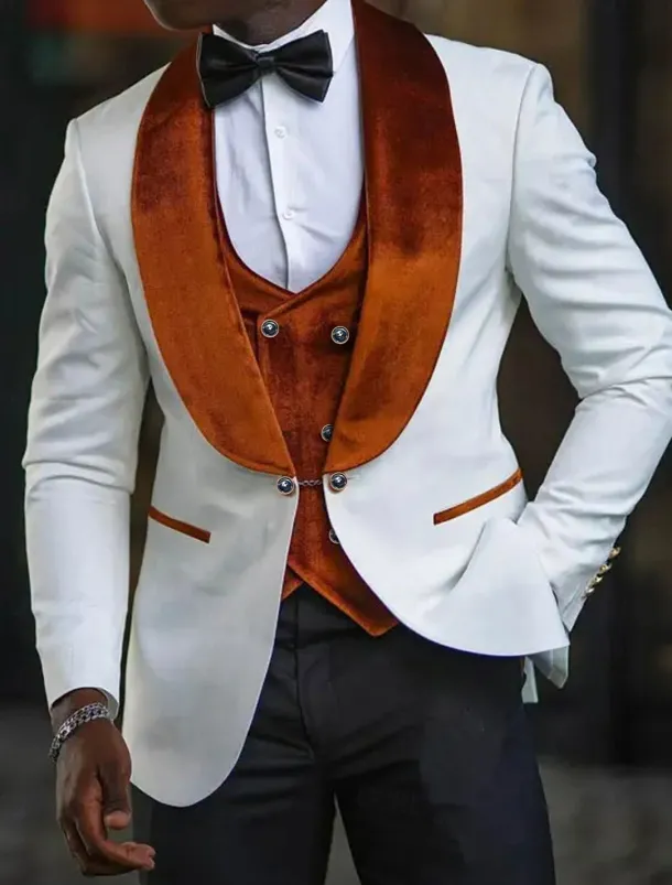 Men's Wedding Party Evening Wear Suits Shawl Collar Dark Khaki Blue Daily Business Solid Colored Plus Size 3 Piece Single Breasted One-button