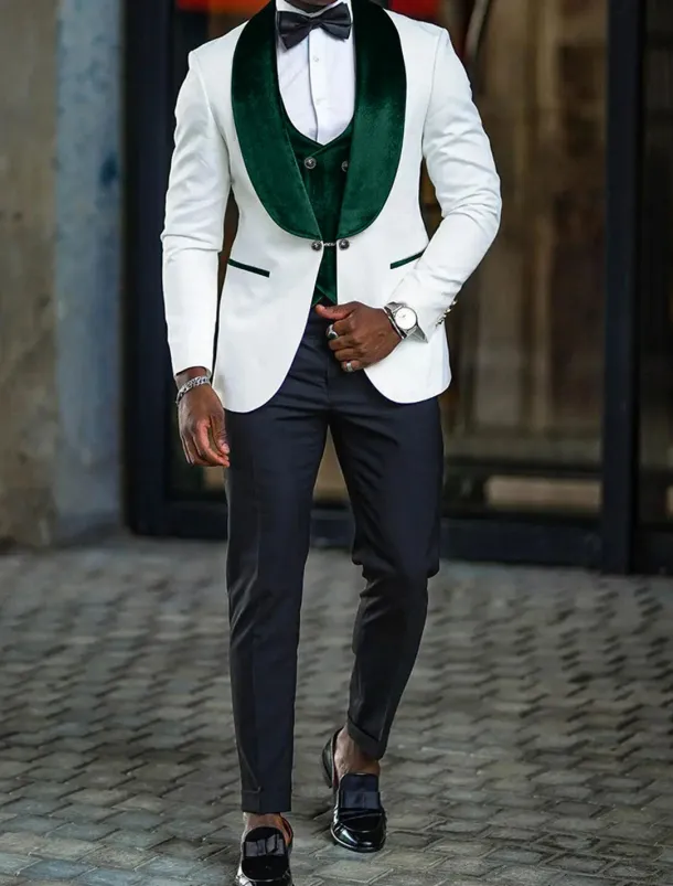 Men's Wedding Party Evening Wear Suits Shawl Collar Dark Khaki Blue Daily Business Solid Colored Plus Size 3 Piece Single Breasted One-button