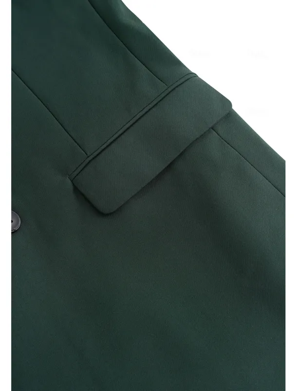 Men's Wedding Party Evening Wear Suits Notch Lapel Dark Green Dark Grey Fashion Business Solid Colored Standard Fit 3 Piece Single Breasted Two-buttons