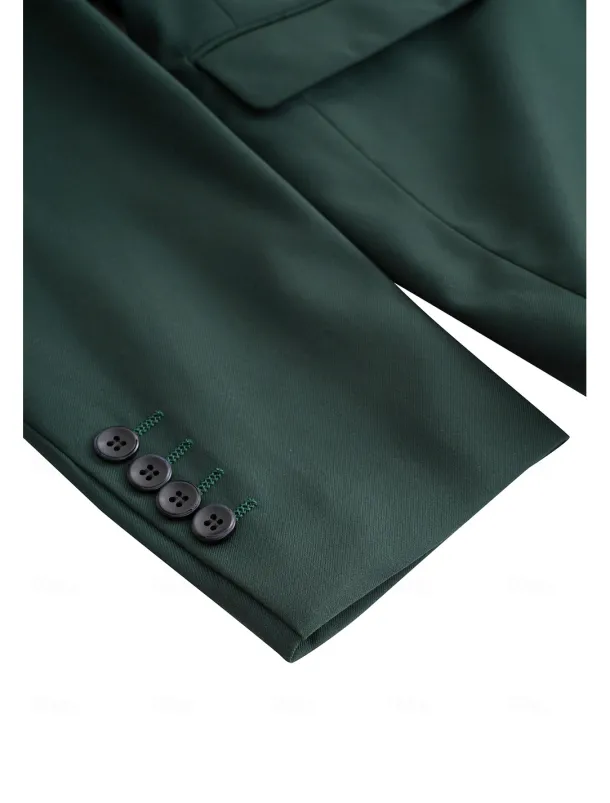 Men's Wedding Party Evening Wear Suits Notch Lapel Dark Green Dark Grey Fashion Business Solid Colored Standard Fit 3 Piece Single Breasted Two-buttons