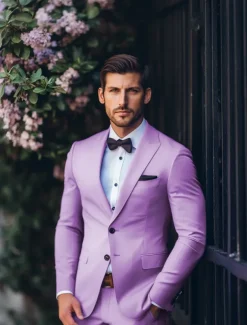 Men's Wedding Party Suits Purple Summer Fashion Formal Solid Colored Standard Fit 2 Piece Single Breasted Two-buttons