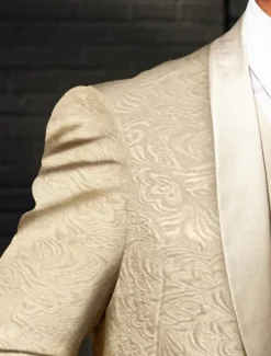 Men's Wedding Party Tuxedos Homecoming Party Champagne Floral Tailored Fit 3 Piece Single Breasted One-button