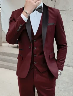 Men's Wedding Party Tuxedos Black Tie Homecoming Dark Grey Summer Solid Color Standard Fit 3 Piece Single Breasted One-button