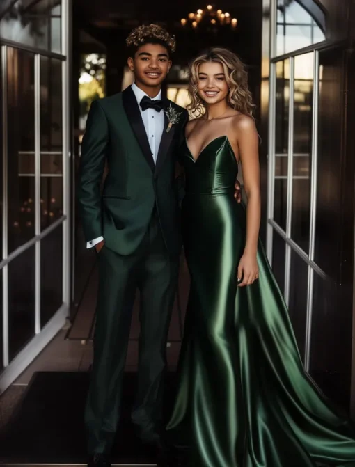 Men's Wedding Prom Party Suits Peaked Lapel Dark Green Fashion Formal Solid Colored Standard Fit 2 Piece Single Breasted One-button