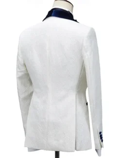 Men's Wedding Prom Party Suits Shawl Lapel Blue Luxury Formal Solid Colored Standard Fit 3 Piece Single Breasted One-button