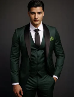 Men's Wedding Prom Party Suits Shawl Lapel Burgundy Dark Green Luxury Formal Solid Colored Standard Fit 3 Piece Single Breasted Two-buttons