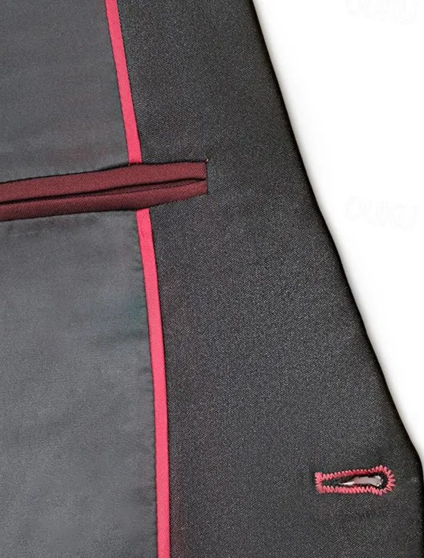 Men's Wedding Prom Party Suits Shawl Lapel Burgundy Dark Green Luxury Formal Solid Colored Standard Fit 3 Piece Single Breasted Two-buttons