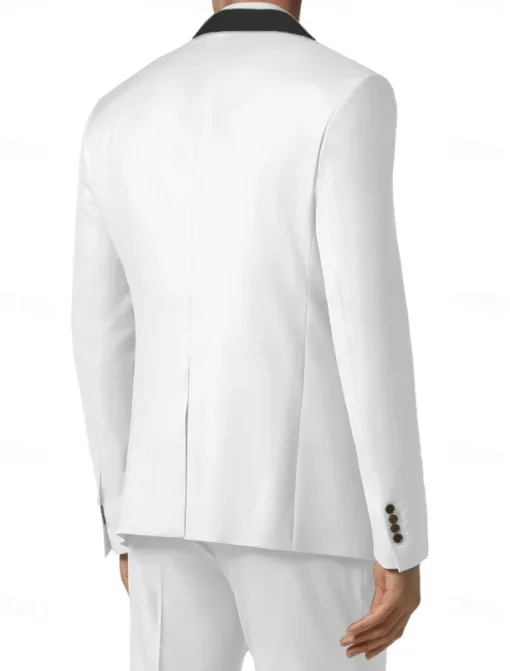 Men's Wedding Prom Party Suits White Fashion Formal Solid Colored Standard Fit 3 Piece Single Breasted One-button