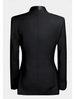 Men's Wedding Prom Suits Shawl Collar Black White Formal Solid Colored Tailored Fit 2 Piece Double Breasted Six-buttons