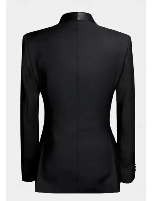 Men's Wedding Prom Suits Shawl Collar Black White Formal Solid Colored Tailored Fit 2 Piece Double Breasted Six-buttons
