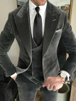 Men's Wedding Suits Closure collar Burgundy Royal Blue Solid Colored Tailored Fit 3 Piece Single Breasted Two-buttons