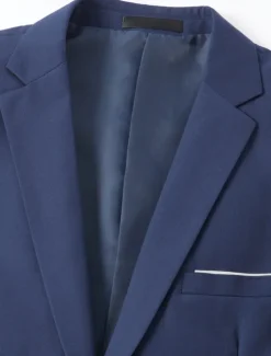 Men's Wedding Suits Notch Black Navy Blue Solid Colored Slim Fit 3 Piece Single Breasted Two-buttons