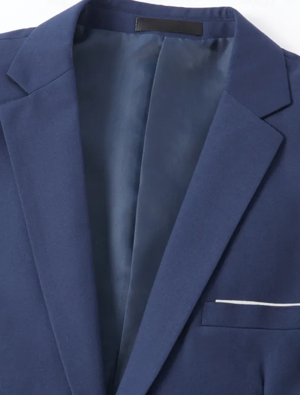 Men's Wedding Suits Notch Black Navy Blue Solid Colored Slim Fit 3 Piece Single Breasted Two-buttons
