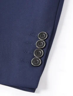 Men's Wedding Suits Notch Black Navy Blue Solid Colored Slim Fit 3 Piece Single Breasted Two-buttons