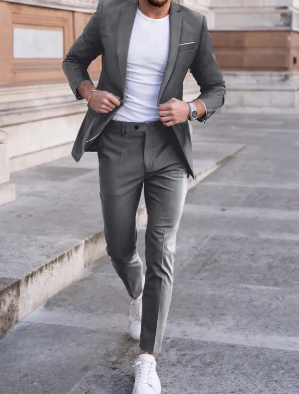 Men's Wedding Suits Notch Black Red Business Formal Solid Colored Tailored Fit 2 Piece Single Breasted One-button