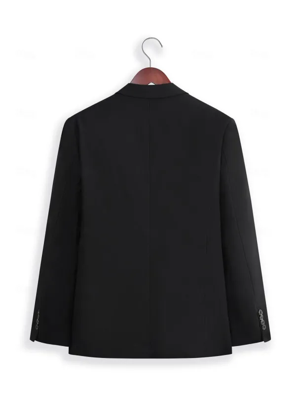Men's Wedding Suits Notch Black Red Business Formal Solid Colored Tailored Fit 2 Piece Single Breasted One-button