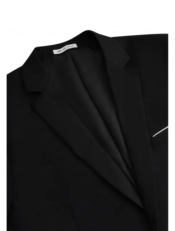 Men's Wedding Suits Notch Black Red Business Formal Solid Colored Tailored Fit 2 Piece Single Breasted One-button