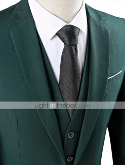 Men's Wedding Suits Notch Black White Solid Colored Tailored Fit 3 Piece Single Breasted One-button