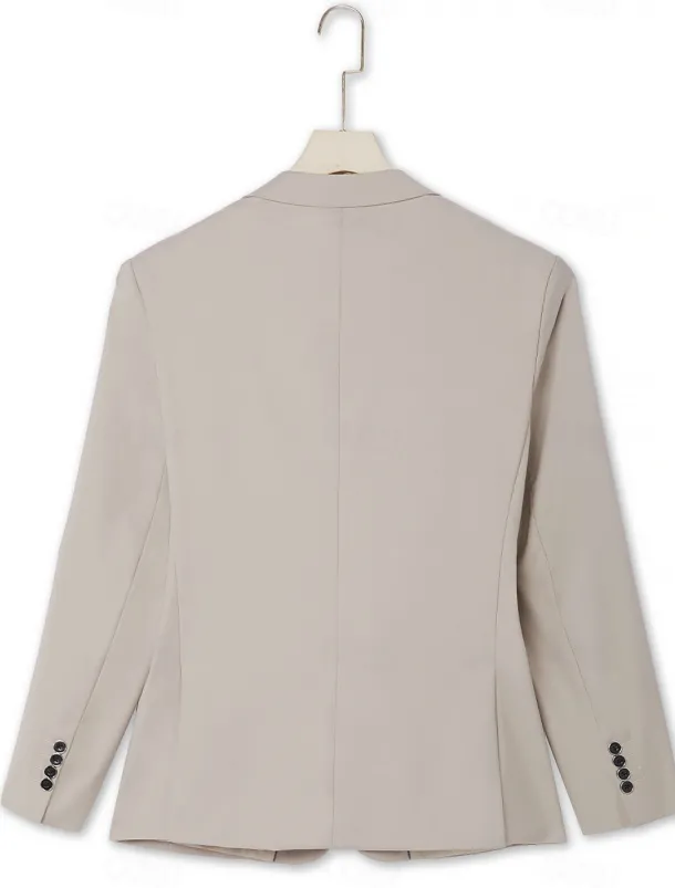 Men's Wedding Suits Notch Notch Lapel Light Khaki Daily Business Solid Colored Plus Size 3 Piece Single Breasted Two-buttons