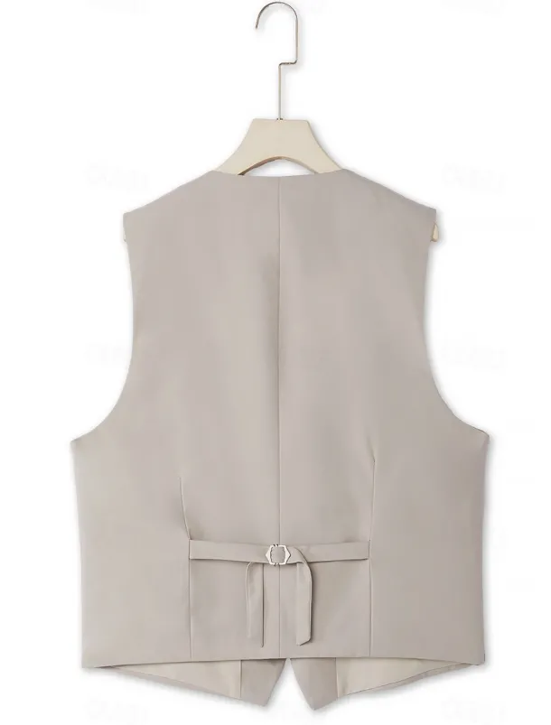 Men's Wedding Suits Notch Notch Lapel Light Khaki Daily Business Solid Colored Plus Size 3 Piece Single Breasted Two-buttons