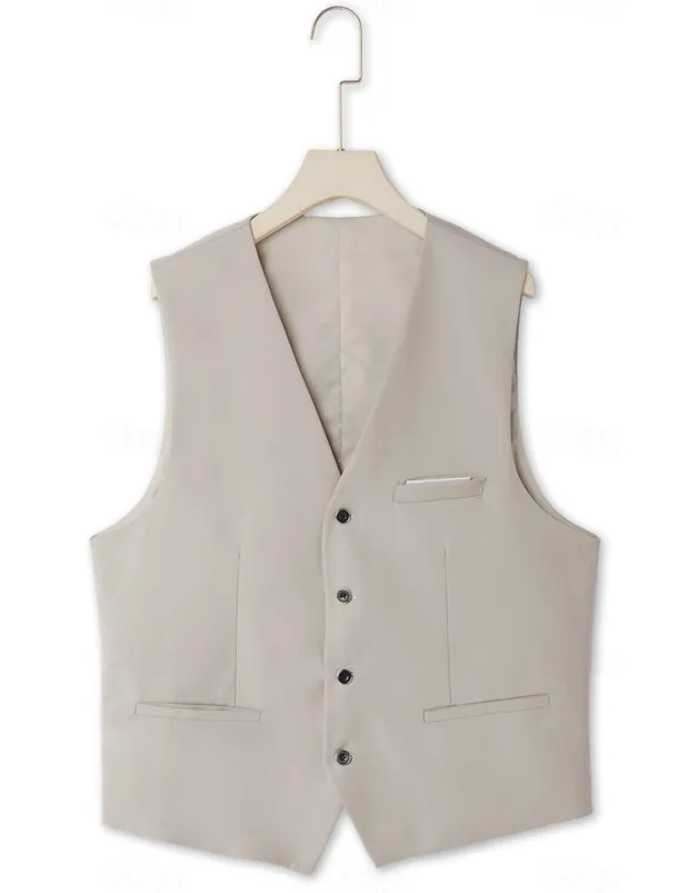 Men's Wedding Suits Notch Notch Lapel Light Khaki Daily Business Solid Colored Plus Size 3 Piece Single Breasted Two-buttons