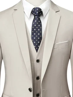 Men's Wedding Suits Notch Black White Solid Colored Standard Fit 3 Piece Single Breasted One-button