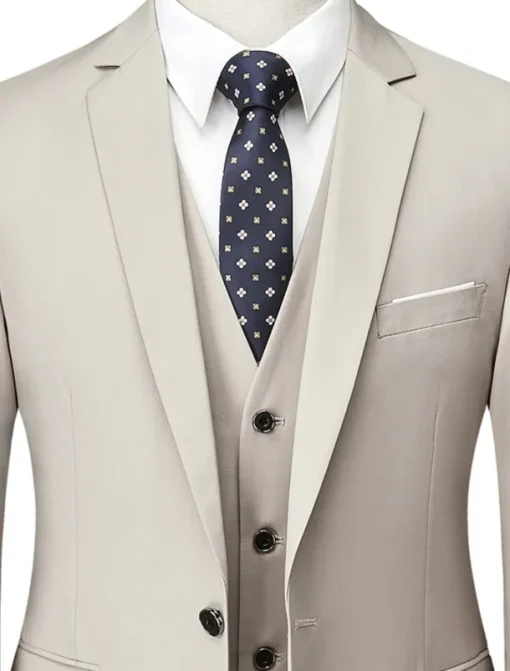 Men's Wedding Suits Notch Black White Solid Colored Standard Fit 3 Piece Single Breasted One-button