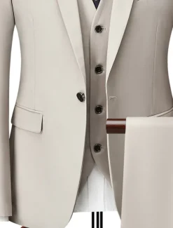 Men's Wedding Suits Notch Black White Solid Colored Standard Fit 3 Piece Single Breasted One-button