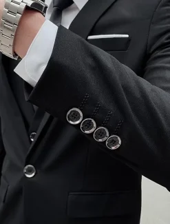 Men's Wedding Suits Notch Black White Solid Colored Standard Fit 3 Piece Single Breasted One-button
