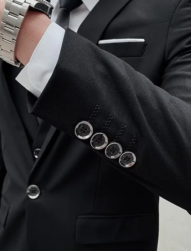 Men's Wedding Suits Notch Black White Solid Colored Standard Fit 3 Piece Single Breasted One-button
